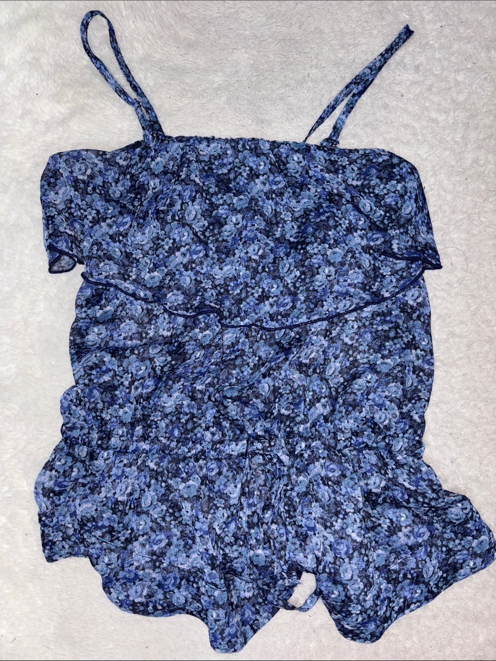 Express Blue Sheer Floral Top